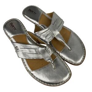 Born Women's Mardie Silver Thong Sandal Size 11